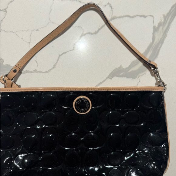 Coach Black Patent Quilted Logo Wristlet - Picture 5 of 5